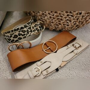 Stylish Women's Belt Set - Leopard, Tan, Cream-Small